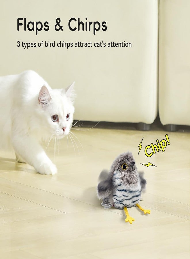 Petgravity Flapping Bird Cat Toy (No Flying), Lifelike Cuckoo Chirp Tweet Kitten Toy, Rechargeable Touch Activated Cat Toy Interactive Catnip Toy Exercise Toys for All Breeds 5.1" (Gray) - Image 3